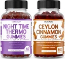 Bruciatore grasso notturno (60 Gummies) Perdita di peso & Metabolismo Raspberry aromatizzato Melatonina Supplemento e Ceylon Cinnamon (60 Capsule) Digestione Integratore di supporto benessere - Vegan & Made in Italy