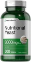 Horbaach Nutritional Yeast Tablets 3000mg | 500 Count | con B12, B1, B2, e Niacin | Non-OGM & Gluten