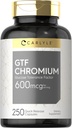 Carlyle GTF Chromium 600 mcg | 250 capsule | Non OGM, Gluten Free