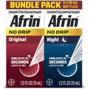 Afrin No Drip Original + Night Nasal Mist Bundle Pack, Non-Drowsy, Decongestant ad azione rapida per Congestione nasale e Rilievo di pressione del seno, Adulti e bambini 6 e più vecchi, .5 fl oz (Pack of 2)