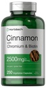 Cannella Horbäach con cromo picolinato 2500mg | 250 capsule | Plus Biotin | Vegetariano, Non OGM, Gluten Free