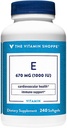 La vitamina Shoppe Vitamina E 1.000IU - Sorgente Naturale, Supporta il sistema cardiovascolare sano, Salute immunitaria e salute degli occhi - Una volta al giorno (240 Softgels)