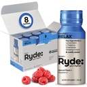 Ryde: Relax Shot | Raspberry Flavor | Lemon Balm, L-Theanine, Ginseng & Chamomile | 0 Calorie, 0 Zucchero | 2 FL OZ Shots | Aiuta a rilassarsi* (8 Confezione)
