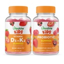 Vitamina vitale D3 + Vitamina K2 Bambini + Probiotico 2 miliardi di CFU Bambini, Gummies Bundle - Grande degustazione, Supplemento di vitamina, Senza glutine, OGM libero, pancia masticabile