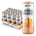 Optimum Nutrition Amino Energy Sparkling Hydration Drink, Electrolytes, Caffeina, Aminoacidi, BCAAs, Sugar Free, Peach Bellini, 12 Fl Oz, 12 Pack (Packaging May Vary)