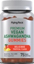 Piping Rock Ashwagandha Gummies Supplemento | 75 Count | per donne e uomini | Tropical Flavor | Vegan Formula | Non OGM, Gluten Free