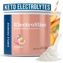 ElettroSlim Promise Semplice - Polvere di elettroliti senza zucchero - nessuna formula di zucchero per il supporto e l'idratazione dell'energia quotidiana, polvere di elettroliti organici a basso sodio, 30 porzioni, aroma di pesca