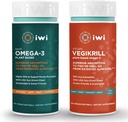 iwi Omega-3 Sport & Vegikrill Omega-3 Bundle, 30 Serve, Vegan pianta-based Algae Omega 3 con EPA + DHA, Krill & Fish Oil Alternative, No Fishy Aftertaste
