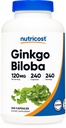 Nutricost Ginkgo Biloba 120mg, 240 Capsule - Estratto di Ginkgo Biloba Extra - Gluten Free & Non-GMO