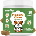 Probiotici per cani, enzimi digestivi e formula prebiotica per la salute del fegato, Probiotici per cani per la diarrea, supporto per bowel & Immune, sapore di pollo, 120 Chews morbide