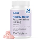 Curist Fexofenadine Hydrochloride 180mg (200 compresse) Non Drowsy Allergy Medication - 24 Ore Allergy Relief per Runny Nose, Itchy Eyes, & Throat - Allergy Relief Tablets (200 Count)