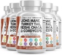Clean Nutraceuticals Lions Mane 20in1 Mushroom Supplemento con Turchia Tail Reishi Cordyceps Chaga Maitake Meshima Poria Cocos Shiitake Oyster Porcini Enoki (5)