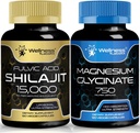Magnesio Glycinate Capsule - 750mg - Magnesio Supplemento Alto Assorbimento Integratore רShilajit Pure Himalayan Capsule Organici con Naturally Occuring Acido Fulvico