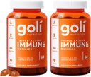 Goli Immune Vitamina Gummy - 120 Conte - Elderberry, Vitamina C, D & Zinc, Vegan, Non OGM, Gluten-Free & Gelatin-Free, Confezione da 2