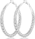 Senteria Orecchini a cerchio in argento per le donne Ipoallergenico 925 Sterling Silver Post Orecchini a cerchio leggero Grandi cerchi che salgono spesso a cerchio in argento contorto 30/40/50MM