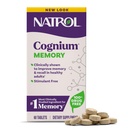 Natrol Cognium Memory, Integratori per la salute del cervello per gli adulti, Integratore alimentare per la salute del cervello e clinicamente indicato per migliorare la memoria e il richiamo negli adulti sani, 60 compresse, fino a un rifornimento di 30 giorni