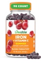 Gummie di ferro vitali | 20mg | con vitamina C | Great Tasting Blood Builder Iron Supplement | Iron with Vitamin C for Iron Deficiency | Iron Gummies for Women, Men, Adults | 90 Gummies