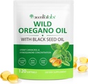 Olio di origano Softgels, 120 Conta Olio di origano Supplemento capsule, 2 in 1 6000mg Olio di origano con olio di semi neri 200mg, Estratto di olio di origano biologico, Non OGM, Gluten Free