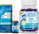 Bliss Baby Probiotic Drops Everyday 30 Servings (Pack of 1) con Kids Probiotic + Prebiotic Gummies 45 Servings (Pack of 1), Supporto per l'immunità per tutte le età: Neonati per bambini e adulti