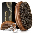 Spazzola per cuscinetti, Spazzola per cuscinetti a cinghia naturale per uomo e legno Sandalwood Pocket Beard Set Comb, Facial Hair Grooming Kit con Forbici Mustache come strumento di stiratura, Crescita, Detangles, Shine