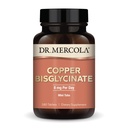 Dr. Mercola Copper Bisglycinate, 90 Serve (180 compresse), Integratori alimentari, 8 mg al giorno, Mini Tabs, Supporti Salute complessiva, Non OGM