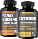 NooMost autentico coreano rosso panax Ginseng + organico Ashwagandha con Ginkgo Biloba & pepe nero