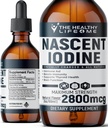 Nascent Iodine Supplemento | 2800mcg | Potassium Iodide | Gocce di iodio | 100% Vegan | Colore chiaro | Large 2oz