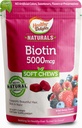 Delights sani naturali, Biotin Soft Chews, Supporta Lustrous Hair, Glowing Skin & Strong Nails, Delicious Wild Berry Flavor, 30 Conte