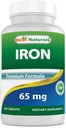 Migliore Naturals Iron Supplement - 65 mg - 240 compresse - Non-GMO & Gluten Free