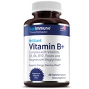 EtàImmune Vitamina B Complesso con vitamina D3 B12 B6 Magnesio Bisglycinate e Folate come Methylfolate - Medico Formulato Methylated B Complex Supplement – 60 capsule - Senza niacina