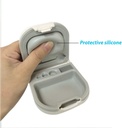 Custodia per apparecchi acustici con fessura di stoccaggio della batteria Hard Small 0.59"*2.44"*1.57", Cuscino in silicone, per ITE, apparecchi acustici BTE (bianco)