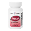 GeriCare Vitamina B-12 1000mcg Tavole ad alta potenza, Supplemento dietetico Premium per aumentare l'energia, sostenere la salute del cervello e mantenere un sano Nervous System 100 Count (Pack of 1)