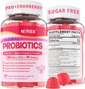 Probiotici vaginali Gummies for Women PH Balance, Odor Control con Prebiotici, Mirtillo, D-Mannose, Promuove Feminine Flora vaginale sana, Tratto urinario, Lievito, Supporto digestivo, Zucchero Libero,60Cts