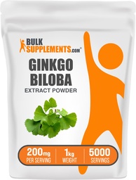 BulkSupplements.com Ginkgo Biloba Estratto di polvere - da Ginkgo Biloba Foglia, Sorgente antiossidante, Integratore di erbe - Gluten Free, 200mg per Serving, 1kg (2.2 lbs) (Pack of 1)