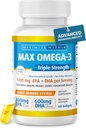 Massima Slim Max Omega 3 Fish Oil Pills - Tripla resistenza Fish Oil Supplemento (2000 mg Total Omega 3 acidi grassi: 600mg DHA + 800 mg EPA per porzione)