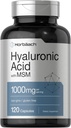 Acido ialuronico Horbäach con MSM | 1000 mg | 120 capsule | Supplemento gratuito non OGM e Gluten | Formula biodisponibile