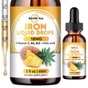 Supplemento di ferro liquido per le donne, uomini e bambini, gocce di ferro liquido con Folate, vitamina C, B6, B12 per l'anemia, globuli rossi, supporto energetico, aroma di ananas, 2 Fl Oz