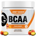 Miele Badger BCAA + polvere di aminoacidi EAA, BCAAs + L-Glutamina, Keto, Vegan, Zucchero Libero per gli uomini e le donne, Hydration & post allenamento recupero muscolare Bere Mix, Peach Mango, 30 Servings