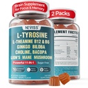 11-IN-1 Brain Supplemento per memoria e messa a fuoco con L-Tyrosine L-teanina, Methylated B12 & B6, Lion's Mane Mushroom, Ginkgo Biloba, Bacopa Monnieri, Choline for Focus, Nootropic, Energy, 2Packs