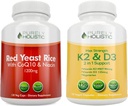 Riso rosso puro olistico 1200mg con CoQ10 & Niacin + Vitamina D3 5000 IU (125mcg) & K2 MK7 90mcg Bundle - 270 capsule vegetariane - Made in USA