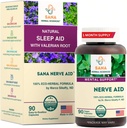 Valerian Root Natural Sleep Aid Formula per Adulti con Organic Skullcap, Lobelia & More - 90 Capsules - by Dr. Marco Sikaffy | Sana Herbal