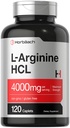 Horbäach L-Arginina HCL 4000mg | 120 Caplets | Aminoacido per gli uomini e le donne | Nitric Oxide Supplemento | Vegetariano, Non OGM, Gluten Free Supplement