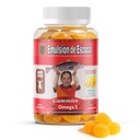 Emulsión de Escocia Omega 3 Gummies per bambini – con Vitamine A, D3, Acido Folico + Zinco, Ferro e Calcio – Mango Sapore con No Fishy Aftertaste – Supporto Immune & Liver – 30 Gummies | 1-Pack