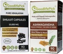 Himalayan Shilajit Capsule & Ashwagandha Capsule Pack di 2. 90+90 ct Gold Standard Qualità Premium per Max Vantaggi. Tutto naturale non OGM polvere di riso senza Filler No Silicon Dioxide No Stearate