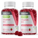 Viteey Vitamin B12 Gummies per Adulti & Teens 1000mcg, Sugar Free - Buono per Energia, Metabolismo, Supporto per l'Energia Naturale - Vegan, Gelatin Free, Gluten Free, GMO Free - Aroma di fragola masticabile