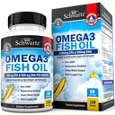 Triple Strength Omega 3 Fish Oil Supplement - 2250mg EPA DHA Omega 3 acidi grassi da pesce fresco selvatico, Burpless Lemon Flavor Formula Supporta la salute degli occhi e di più, Gluten Free, 180 Softgels