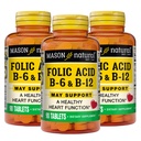 MASON NATURAL Formula B6/B12/Folic Acid Tablets, Integratore alimentare Supporta la salute cardiovascolare, Red Blood Cell Formazione, Funzione metabolica, 90 Conte (Pack of 3)