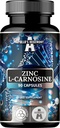 Zinc L-carnosina 37,5 mg per capsula, 90 capsule vegane, 3 mesi di alimentazione, supplemento di zinco e aminoacido Beta-Alanina, dall'egemonia di Apollo.