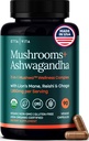 USDA Organic Lions Mane Supplemento capsule con Ashwagandha, Chaga, Reishi, Cordyceps, Turchia Tail (18.600mg/serv) 10x Adaptogenic Mushroom Complex as Focus Supplement - Energy, Immunity & Nootropic