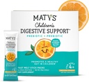Matys supporto digestivo per bambini, prebiotici e probiotici in polvere per bambini salute digestiva, età 4 anni +, impressionante aroma d'arancia, senza aggiunta di zucchero, senza glutine, rapidamente Melt, 30 pacchetti di servizio singolo